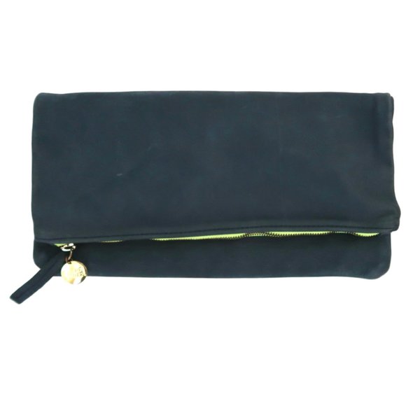 CLARE V VIVIER Foldover Nubuk Clutch bag pouch - Picture 1 of 5